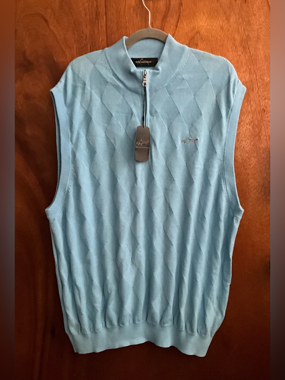 Greg Norman Collection Light Blue Sleeveless Quarter-Zip Sweater Vest